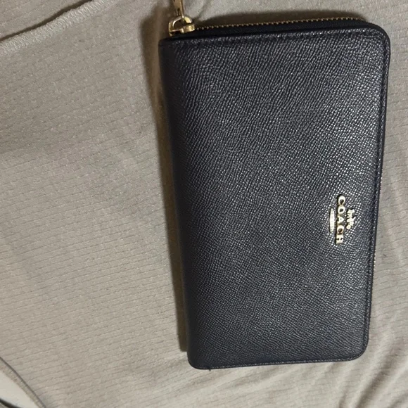 Coach Dark Blue Leather Zip Wallet - Picture 15 of 17